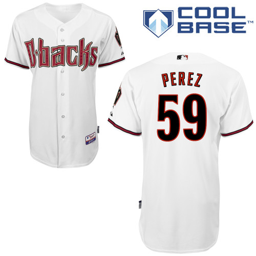 Oliver Perez #59 MLB Jersey-Arizona Diamondbacks Men's Authentic Home White Cool Base Baseball Jersey